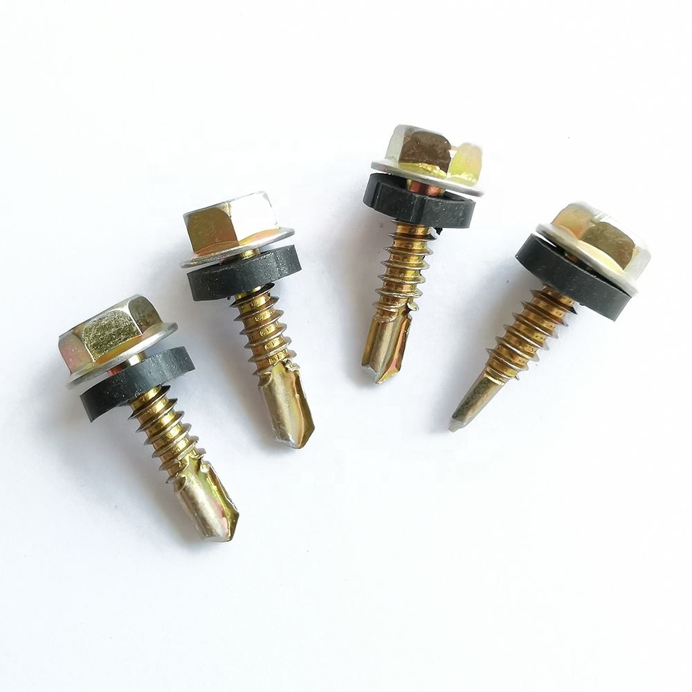 Yellow Colorful PVC Washer Galvanized Hex Head Self Drilling Screws Self-Drilling Tapping Screw