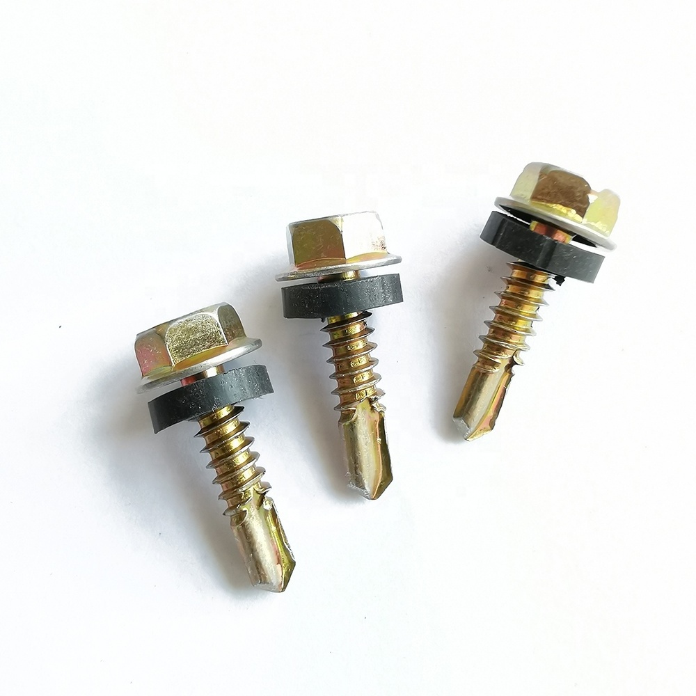 Yellow Colorful PVC Washer Galvanized Hex Head Self Drilling Screws Self-Drilling Tapping Screw