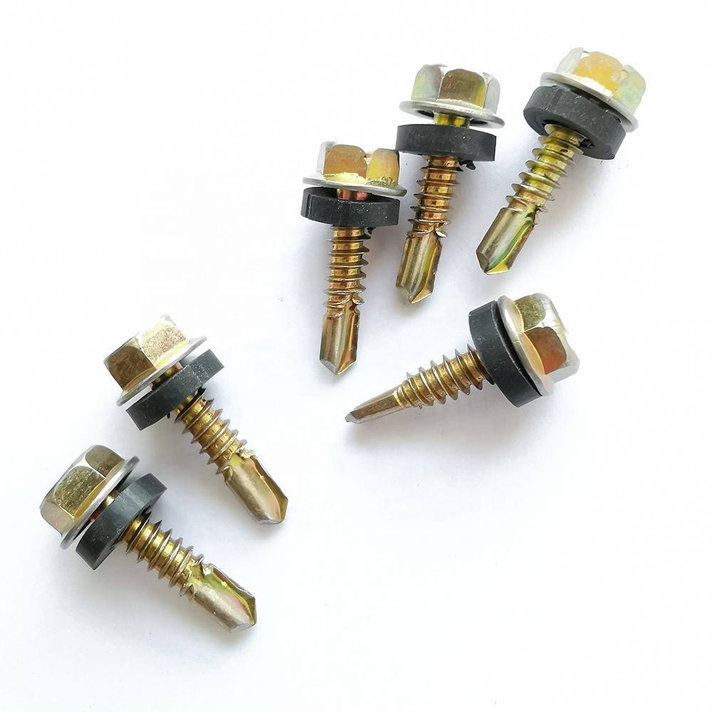 Yellow Colorful PVC Washer Galvanized Hex Head Self Drilling Screws Self-Drilling Tapping Screw