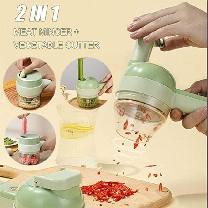 Portable 4 in 1 Handheld food garlic Cutter cortadora de verduras electric Electric Vegetable  Slicer Kitchen Chopper with brush