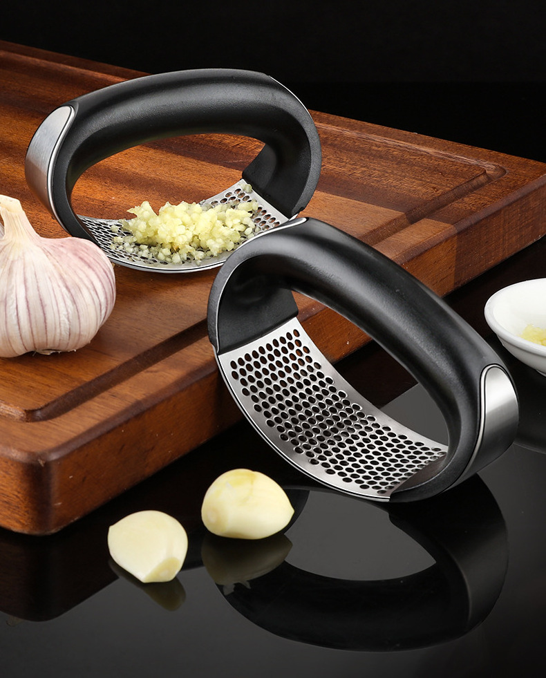 Professional kitchen gadgets 2022 plastic stainless steel rocker Mincer Crusher garlic too press Chopper and roller