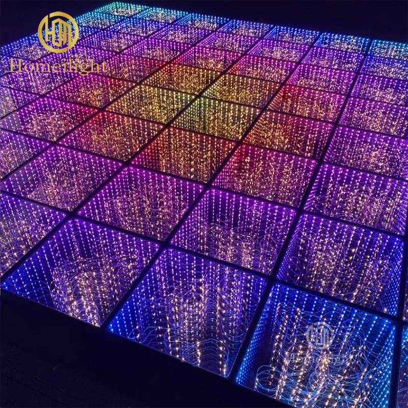 Factory Price Outdoor Square LED Dance Floor Light 3D Mirror Starry LED Dance Floor Mat for Disco Church