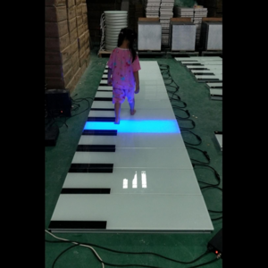 Commercial LED Floor IP67 Portable RGB Color Changing Curved Outdoor Projection Giant Floor Piano With Sound Piano Dance Floor