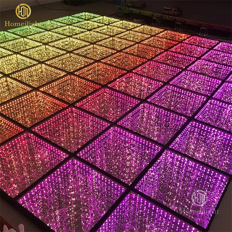 Factory Price Outdoor Square LED Dance Floor Light 3D Mirror Starry LED Dance Floor Mat for Disco Church