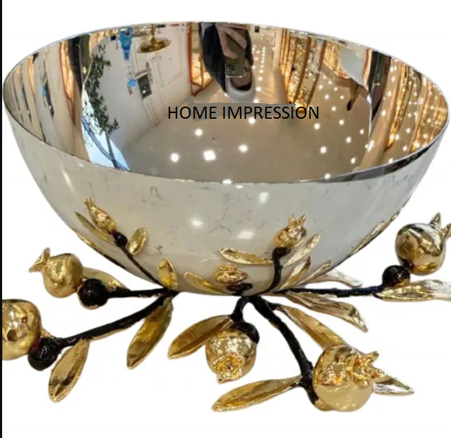 Luxury Stainless Steel Serving Bowls Handmade Factory Wholesale Decorative Pomegranate Bowls Modern Serving Bowls