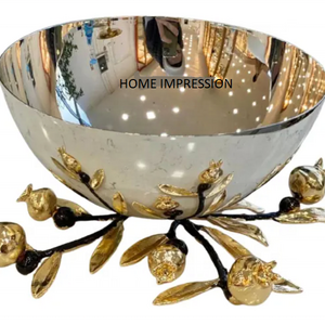 Luxury Stainless Steel Serving Bowls Handmade Factory Wholesale Decorative Pomegranate Bowls Modern Serving Bowls