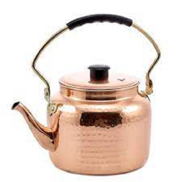 Vintage Leather Handle Copper Tea Kettles