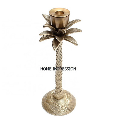 gold plated Palm Leaf designCandle Holder tree shape candle holder