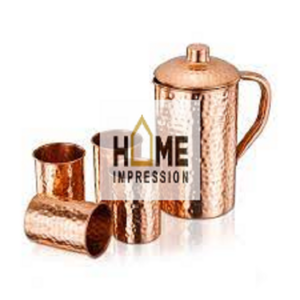 Copper Hammered Serving Jugs With Drinking Glasses Handmade Indian Best Quality Copper Jugs