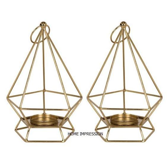 Curved Edges Hammered Iron Wrought Gold & Copper Tealight Candle Votives