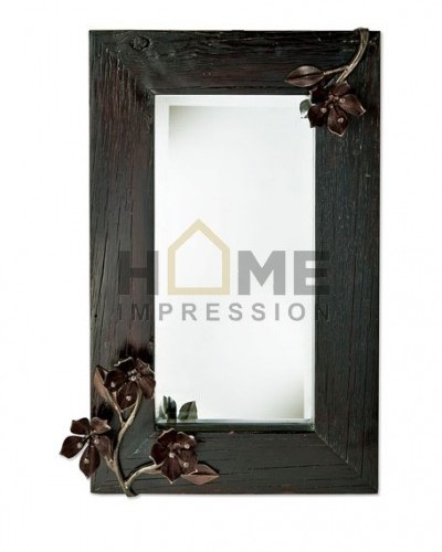 Metal Black Floral Wall Decoration Frame Mirror