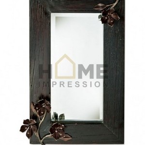 Metal Black Floral Wall Decoration Frame Mirror