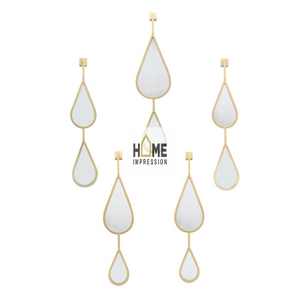 Tear Drop Metal Gold Luxury Wall Mirrors Designer Gold Metal Teardrop Mirrors