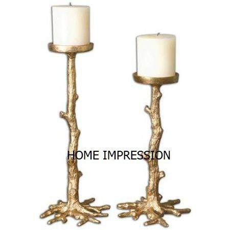 gold plated Palm Leaf designCandle Holder tree shape candle holder