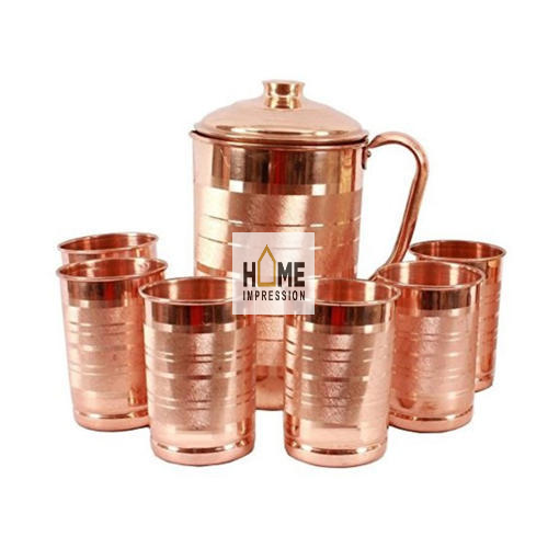 Copper Hammered Serving Jugs With Drinking Glasses Handmade Indian Best Quality Copper Jugs