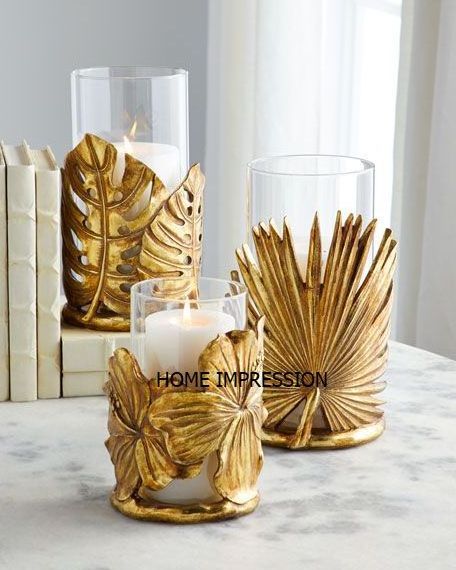 Gold Luxury Antler Hurricane Holders Wall Hanging Hurricane Candle Holder