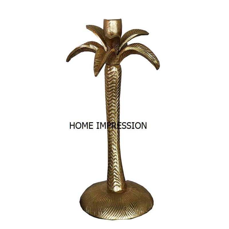 gold plated Palm Leaf designCandle Holder tree shape candle holder