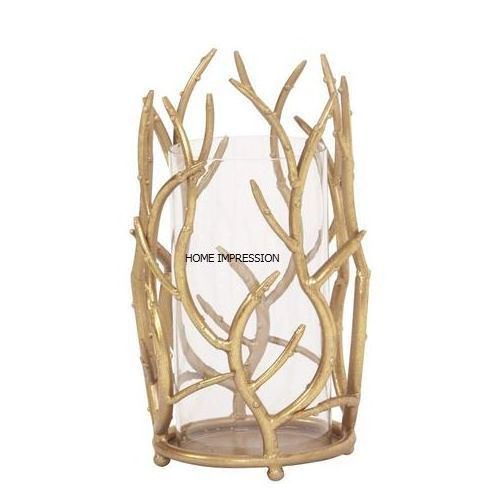 Gold Luxury Antler Hurricane Holders Wall Hanging Hurricane Candle Holder