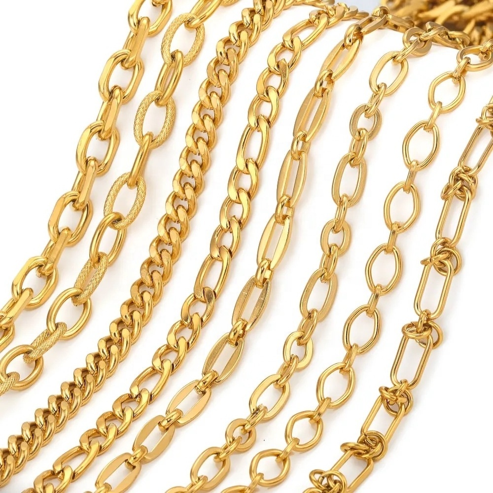 Stainless Steel Spool Roll By Meter Necklace Chains Gold Meter Wide Chains Components For Jewelry Making