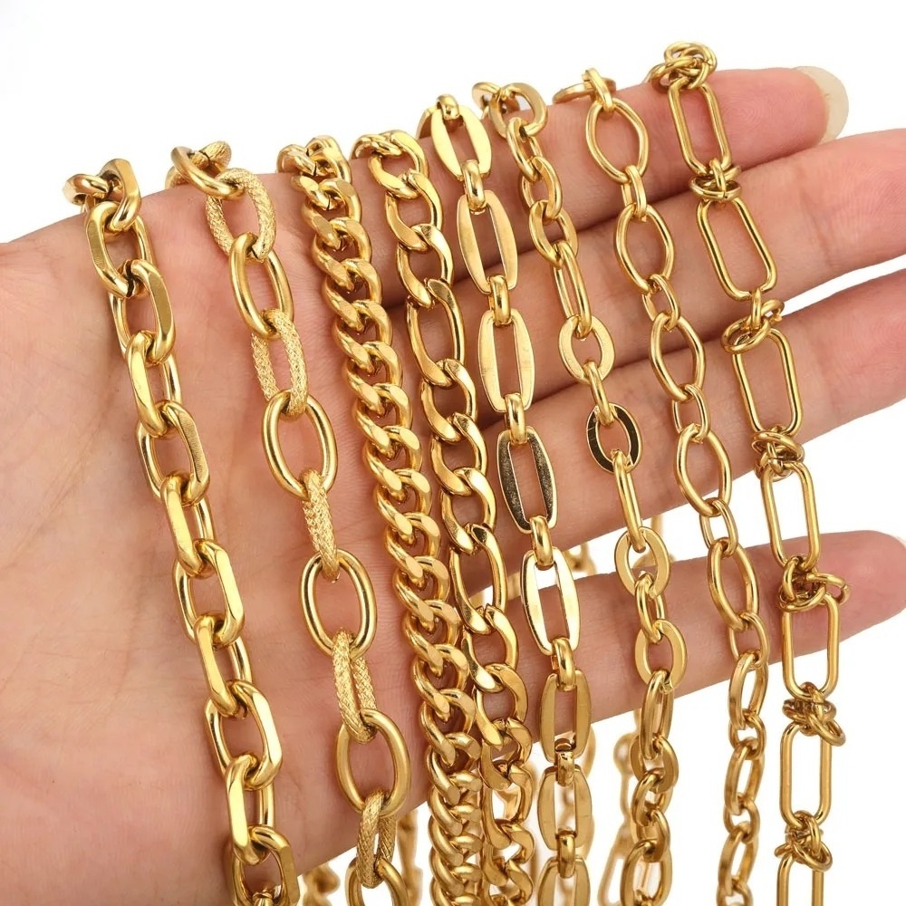 Stainless Steel Spool Roll By Meter Necklace Chains Gold Meter Wide Chains Components For Jewelry Making