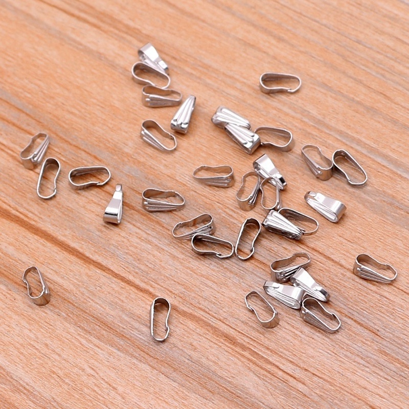 Stainless Steel Snap Bail Hook Pinch Clip Necklace Clasps Dangle Pendant Charms Chain Connectors For Jewelry Making