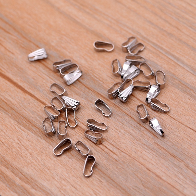 Stainless Steel Snap Bail Hook Pinch Clip Necklace Clasps Dangle Pendant Charms Chain Connectors For Jewelry Making