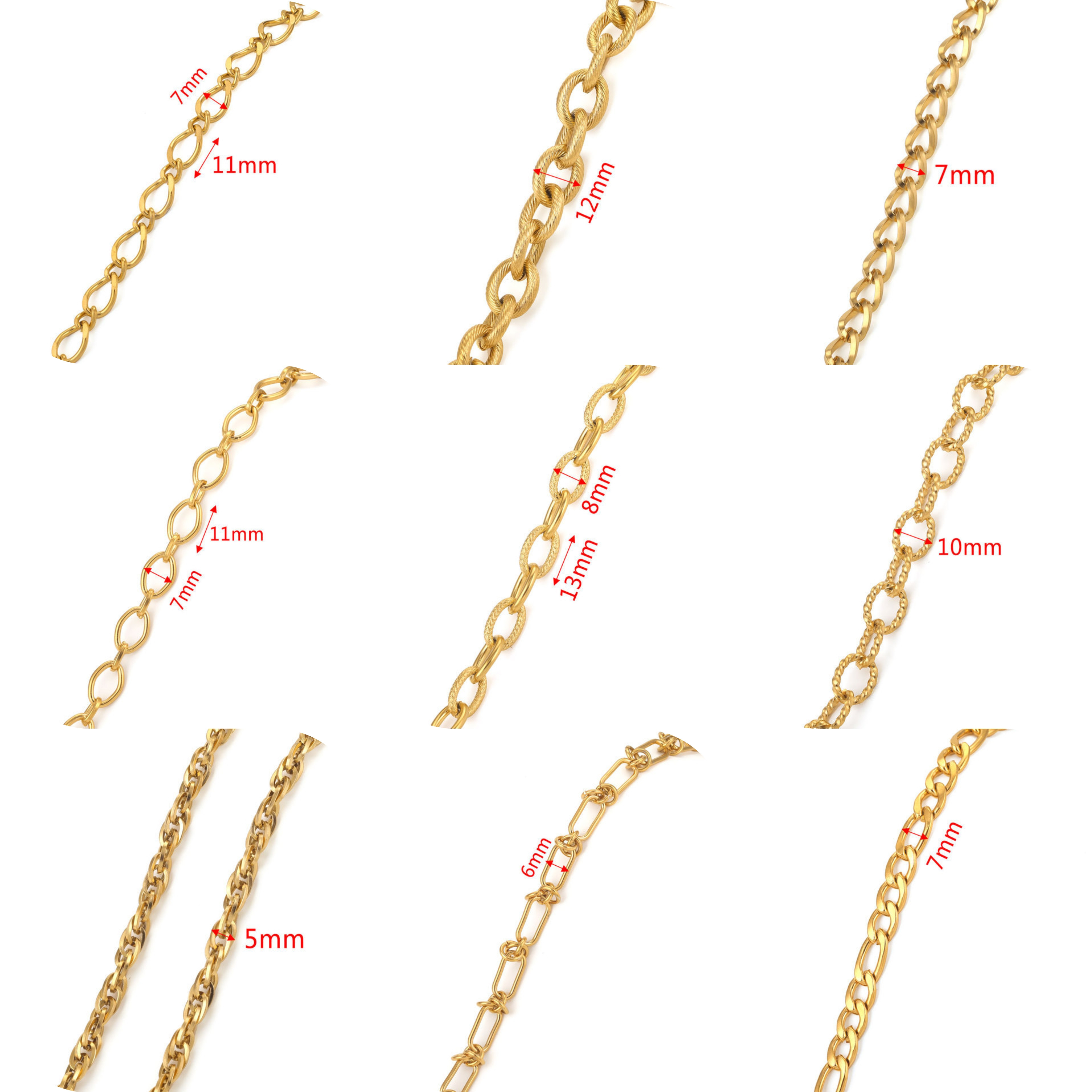 Stainless Steel Spool Roll By Meter Necklace Chains Gold Meter Wide Chains Components For Jewelry Making