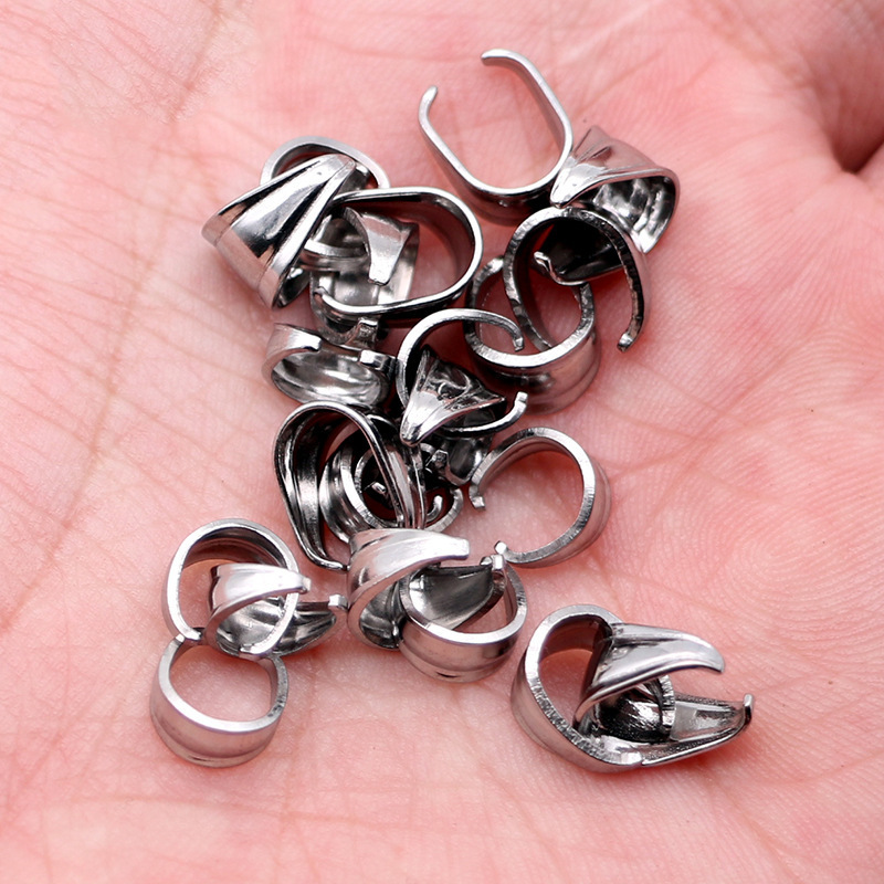 Stainless Steel Snap Bail Hook Pinch Clip Necklace Clasps Dangle Pendant Charms Chain Connectors For Jewelry Making