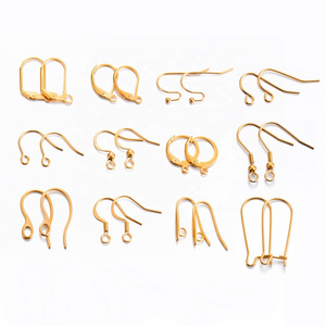 High Quality Gold Plated Spring Ball Dangle Ear Wire Stainless Steel Ear Hook Accessories For Diy Jewelry Making