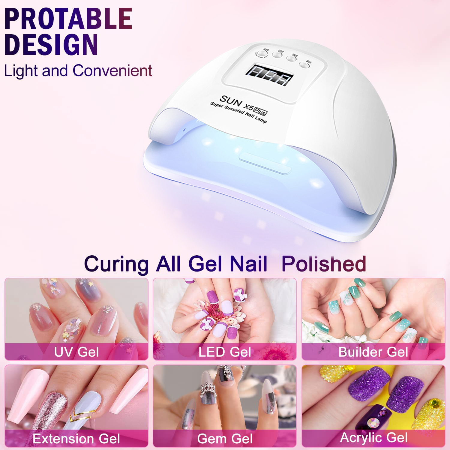 80W High Power Nail Lamp 36 Led Bulbs Nail Dryer Lamp Three-speed Timing Induction Phototherapy Uv Led Nail Lamp