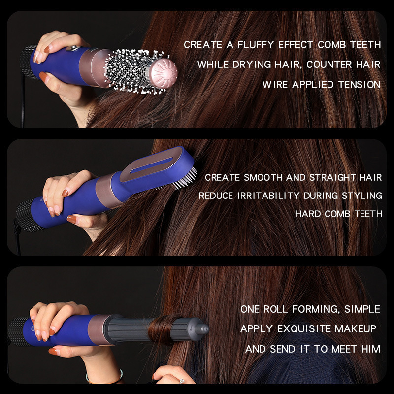 New 5-in-1 hot air comb multi-functional convenient automatic curling iron curling straight dual-purpose electric hair dryer