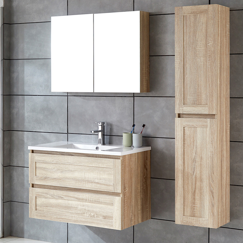 Wood Color MDF Waterproof Euro Style Cheap Chinese Bathroom Vanity With Mirror