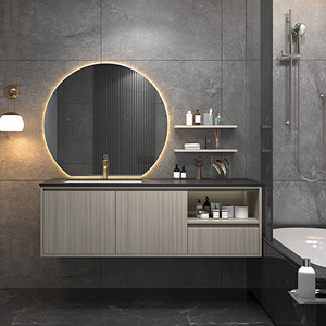 Wood Color MDF Waterproof Euro Style Cheap Chinese Bathroom Vanity With Mirror