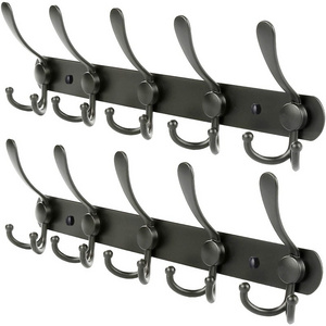 Clothes Hook Wall-mounted Stainless Steel 5 Rows of Hooks Coat Hanging Rack Bathroom Bedroom Hanger Hooker