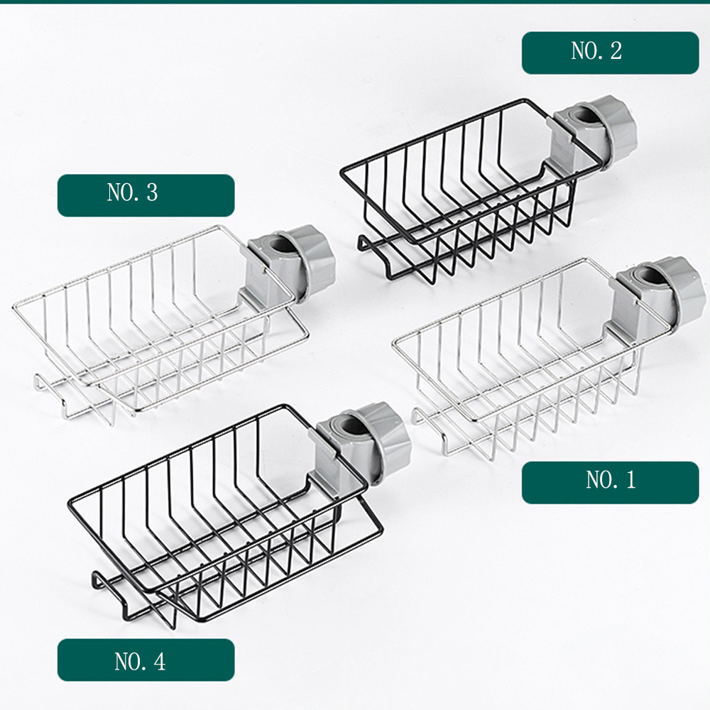 Bathroom Kitchen Under Sink Organizer Stainless Steel Sink Caddy Sponge Holder Storage Faucet Drain Rack