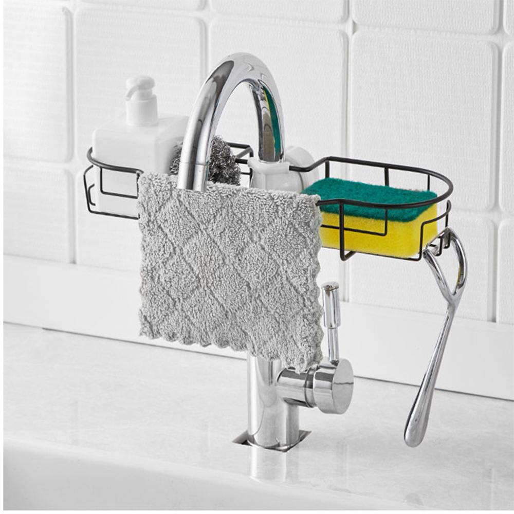 Bathroom Kitchen Under Sink Organizer Stainless Steel Sink Caddy Sponge Holder Storage Faucet Drain Rack