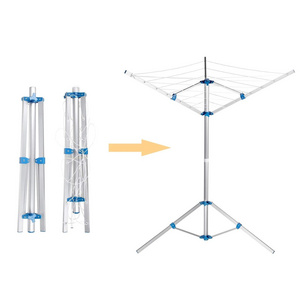 Outdoor Standing Clothes Line Folding Umbrella Tripod Laundry Drying Rack