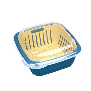 Household Square Multi-functional Wash Double-layer Vegetable And Fruit Kitchen Drain Basket