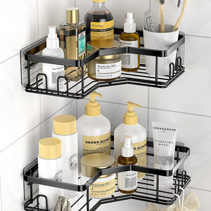 Shower Caddy Corner Shower Shelf with 8 Hooks,2-Pack Adhesive Stainless Steel Shower Shelves for Bathroom Storage