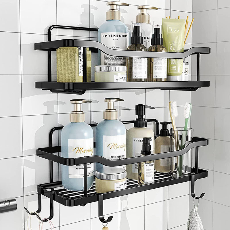 2 Pack Adhesive Shower Caddy No Drilling Rustproof Shower Organizer Bathroom Corner Shower Shelf