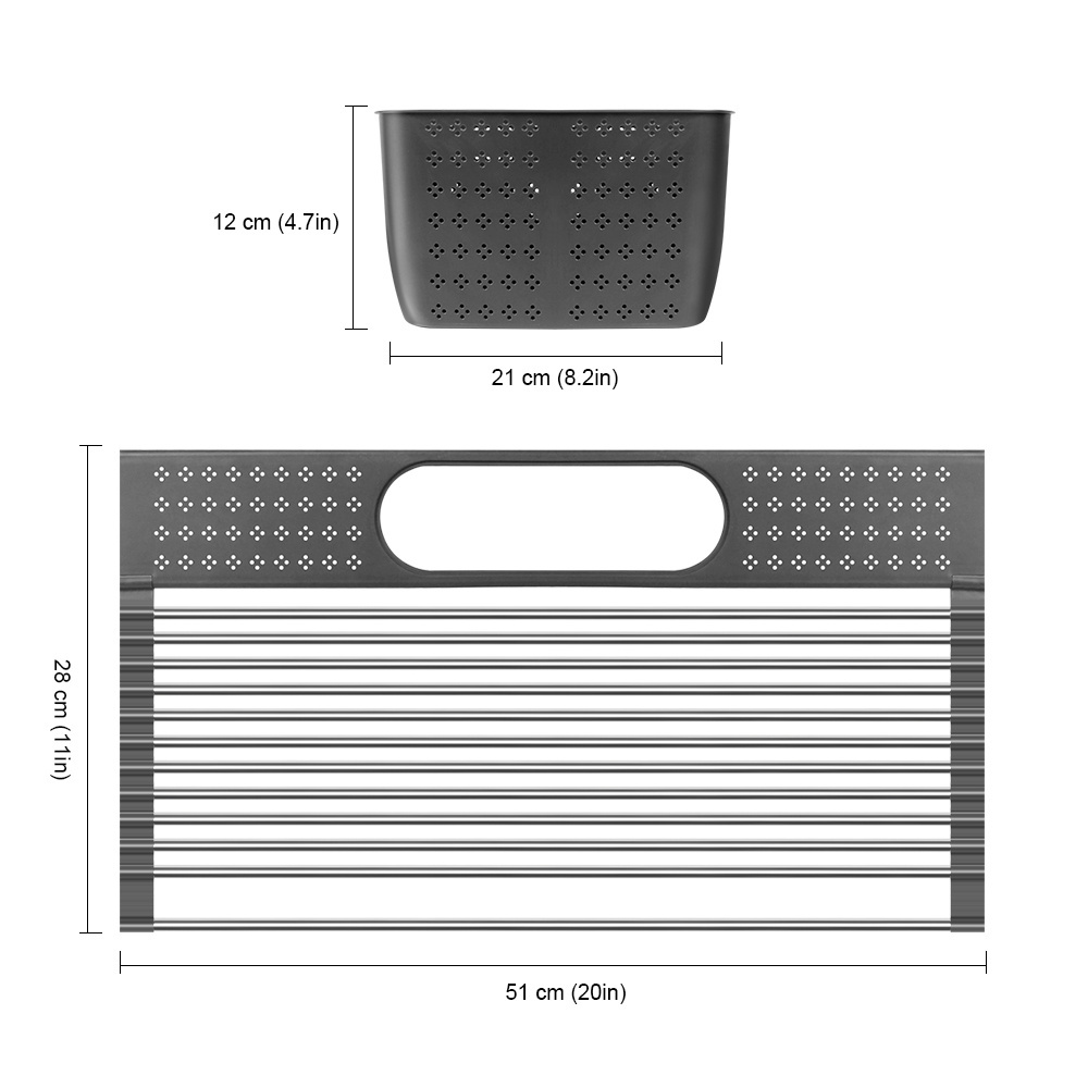 Multi-Use Roll Up Dish Drying Rack Over Sink Drain Rack Drainer Dryer Tray Kitchen Accessories Storage Sink Organizer