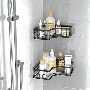 Shower Caddy Corner Shower Shelf with 8 Hooks,2-Pack Adhesive Stainless Steel Shower Shelves for Bathroom Storage