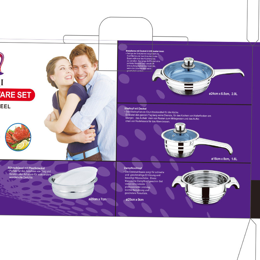 75/80/82/88/90/100/110pcs Stainless Steel Cookware Sets induction Logo OEM Manufacturer Cooking pots sets