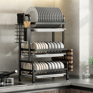 He dan Factory 2-Tier 3 Tier dish rack kitchen organizer shelf dish drying drainer rack