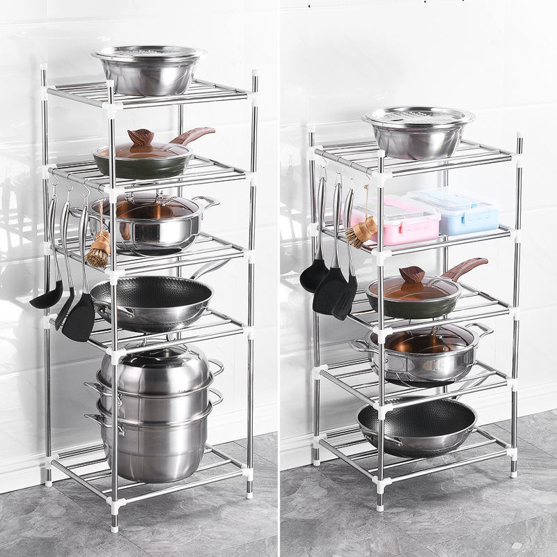 Adjustable Kitchen Tableware Pot Shelves With Hook Microwave Oven Shelf Detachable Rack Home Bathroom Storage Holder Shoes Rack