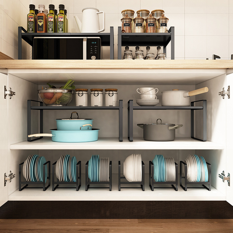 Kitchen Cabinet Storage Shelves Plates Dishes Chopping Board Storage Rack Bowl Cup Holder Multifunction Sturdy Steel Organizer