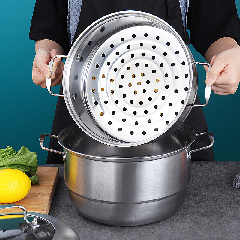 Steamer Pot Multilayer Kitchenware Nonstick Soup Pot Food Steamer Pot  with Lid use for Gas Stove Electromagnetic Furnace