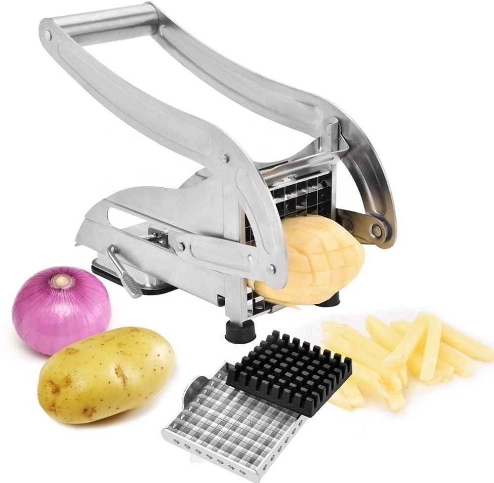 High Quality Stainless Steel Homemade Kitchen Sweet Potato Chipper French Fry Cutter with Suction Feet