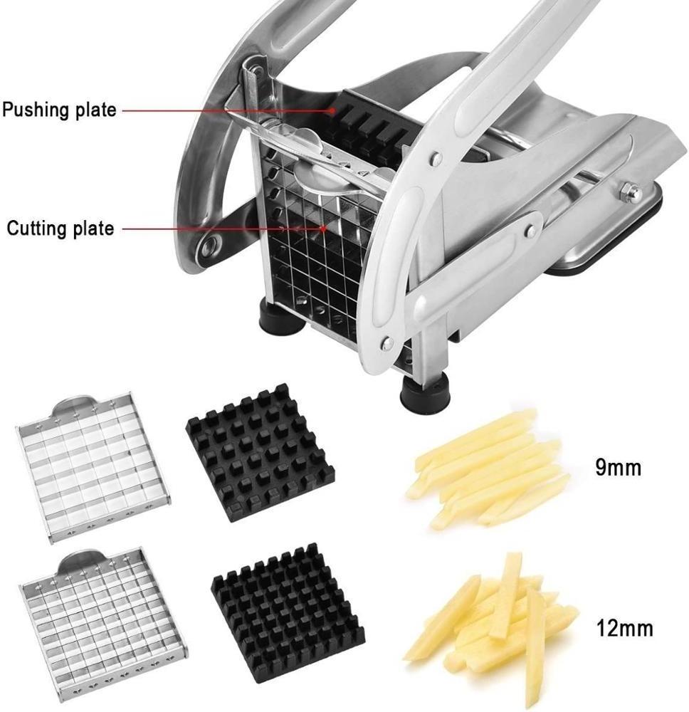 High Quality Stainless Steel Homemade Kitchen Sweet Potato Chipper French Fry Cutter with Suction Feet