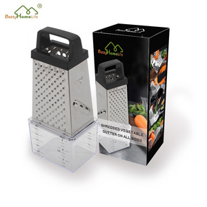 Custom High Quality Stainless Steel 4 Sids Multi-purpose Vegetable Cheese Box Grater with Storage Box